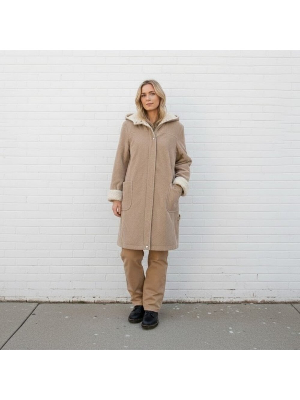 Vintage Brown Corduroy Sherpa Trim Winter Jacket Coat 90s Y2K Womens Size Medium